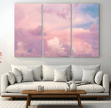 22874890-MGV-CV-36X24-Pastel Sky Wall Art Canvas Print, Framed Dreamy Cloudscape Art Picture Print, Sunset Glow Perfect Minimalist Serenity Decor