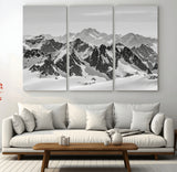 46884246-MGV-CV-36X24-Snowy Mountain Wall Art Canvas Print, Framed Mountain Peaks Art Picture Print, Alpine Mountains Perfect Minimalist Alpine Decor