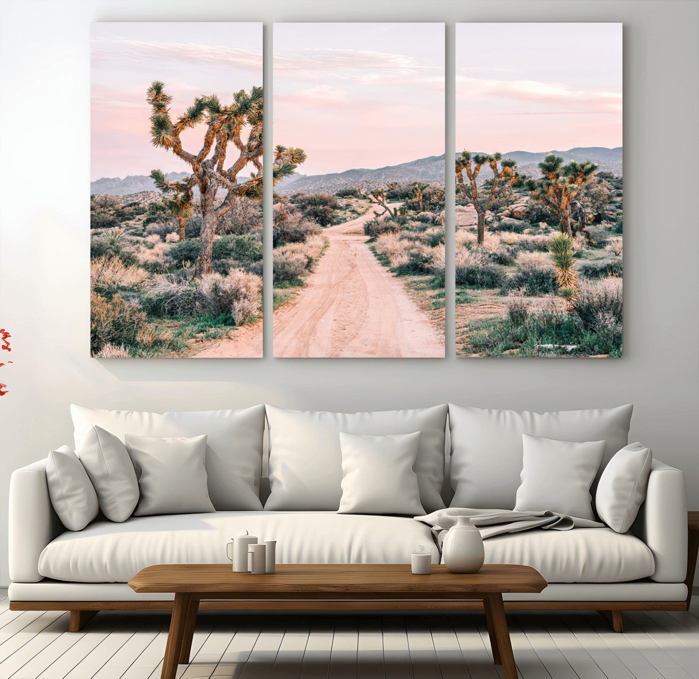 12540952-MGV-CV-48X32-3P-Joshua Tree Park Wall Art Canvas Print, Framed Desert Road Art Picture Print, Sunset Drive Perfect Southwestern Boho Decor Artwork