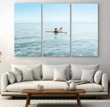 32624554-MGV-CV-48X32-3P-Swimming Relaxation Wall Art Canvas Print, Framed Peaceful Water Art Picture Print, Clear Sea Perfect Minimalist Aquatic Decor