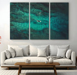 93287752-MGV-CV-48X32-3P-Ocean Surf Wall Art Canvas Print, Framed Blue Waters Art Picture Print, Vibrant Seascape Perfect Coastal Adventure Decor Artwork