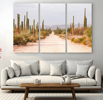 30742780-MGV-CV-48X32-3P-Desert Cactus Wall Art Canvas Print, Framed Southwestern Art Picture Print, Bohemian Western Perfect Southwestern Boho Decor