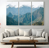79393816-MGV-CV-36X24-Misty Mountain Wall Art Canvas Print, Framed Cloudy Andean Art Picture Print, Rugged Mountain Perfect Rustic Nature Decor Artwork