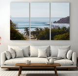 88336640-MGV-CV-48X32-3P-Tropical Beach Scene Wall Art Canvas Print, Framed Coastal Photography Art Picture Print, Ocean Horizon Art Perfect Coastal Boho
