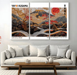85375874-MGV-CV-36X24-Mount Fuji Abstract Wall Art – Japanese Landscape Canvas Print, Cherry Blossom & Red Sun Painting, Elegant Modern Zen Asian Home