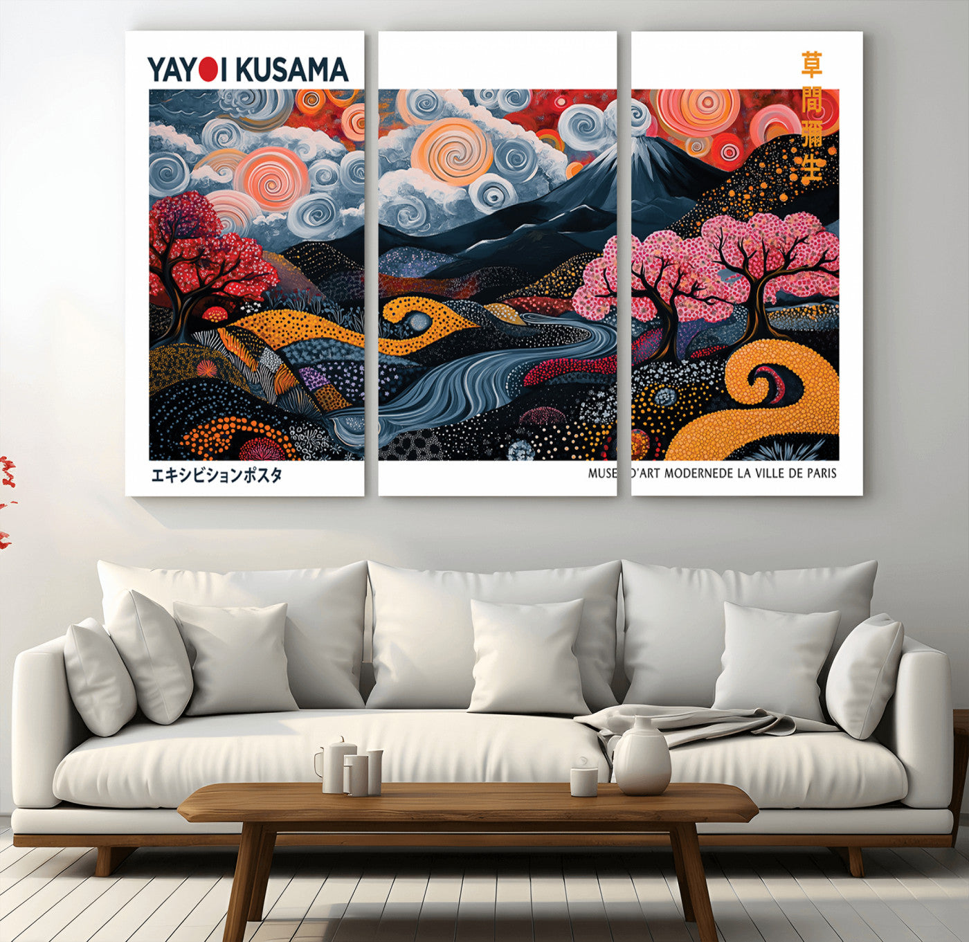 43879290-MGV-CV-36X24-Japanese Abstract Wall Art – Mount Fuji Cherry Blossom Canvas Print, Modern Asian Inspired Landscape Decor for Living Room,