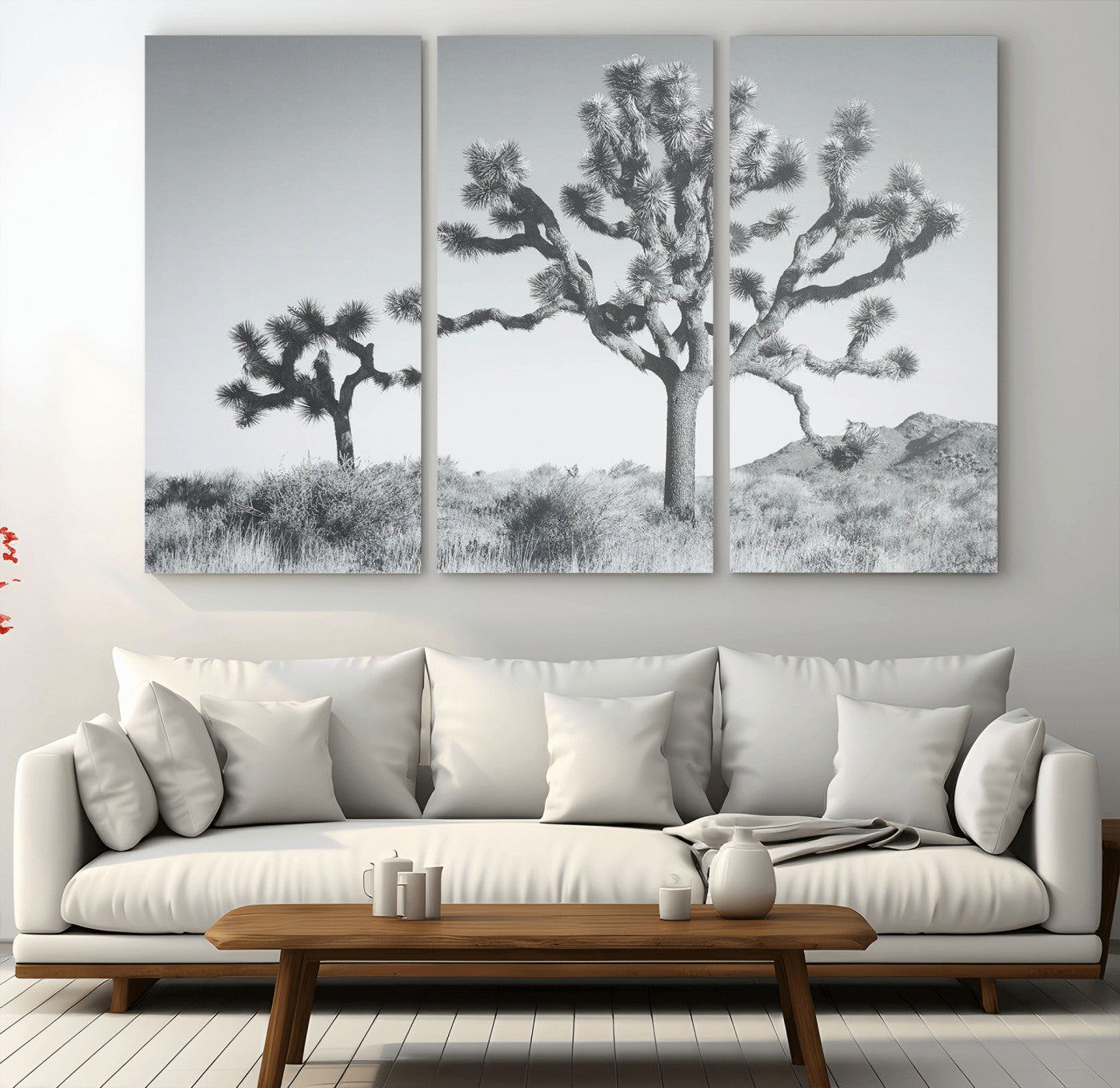 58647785-MGV-CV-48X32-3P-Calm Earthy Aesthetic Wall Art Canvas Print, Framed Arid Terrain Decor Art Picture Print, Joshua Tree Perfect Rustic Minimalist