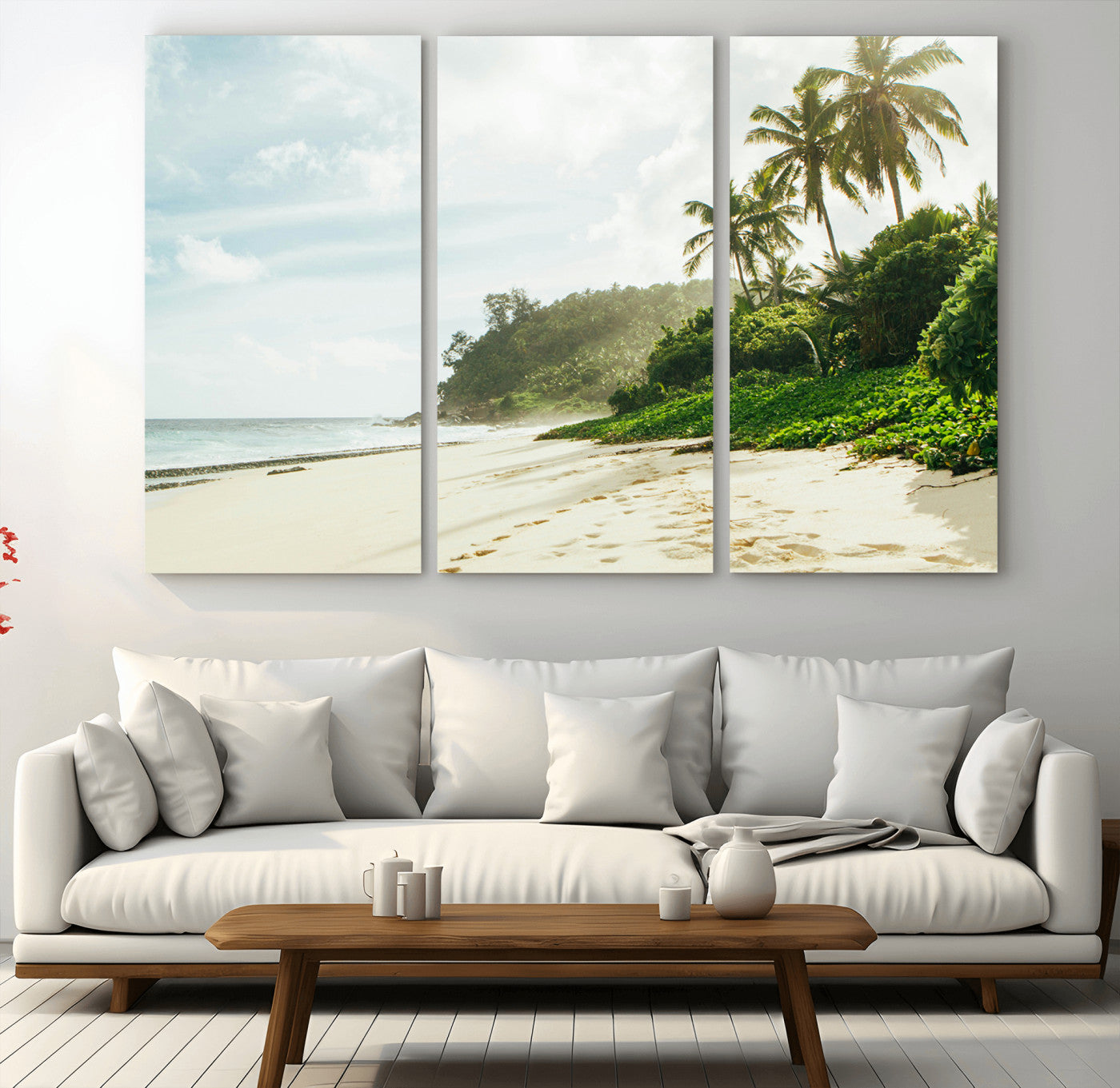 42984524-MGV-CV-36X24-Relaxing Beach Wall Art Canvas Print, Framed Ocean View Art Picture Print, Coastal Serenity Perfect Tropical Coastal Decor Artwork