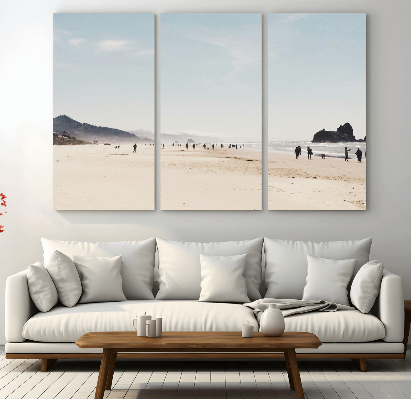 28307820-MGV-CV-36X24-Minimalist Beach Wall Art Canvas Print, Framed Coastal Serenity Art Picture Print, Soft Sand Perfect Modern Coastal Decor Artwork