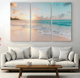 94538225-MGV-CV-36X24-Beach Sunset Wall Art Canvas Print, Framed Ocean Waves Art Picture Print, Summer Escape Perfect Coastal Serenity Decor Artwork