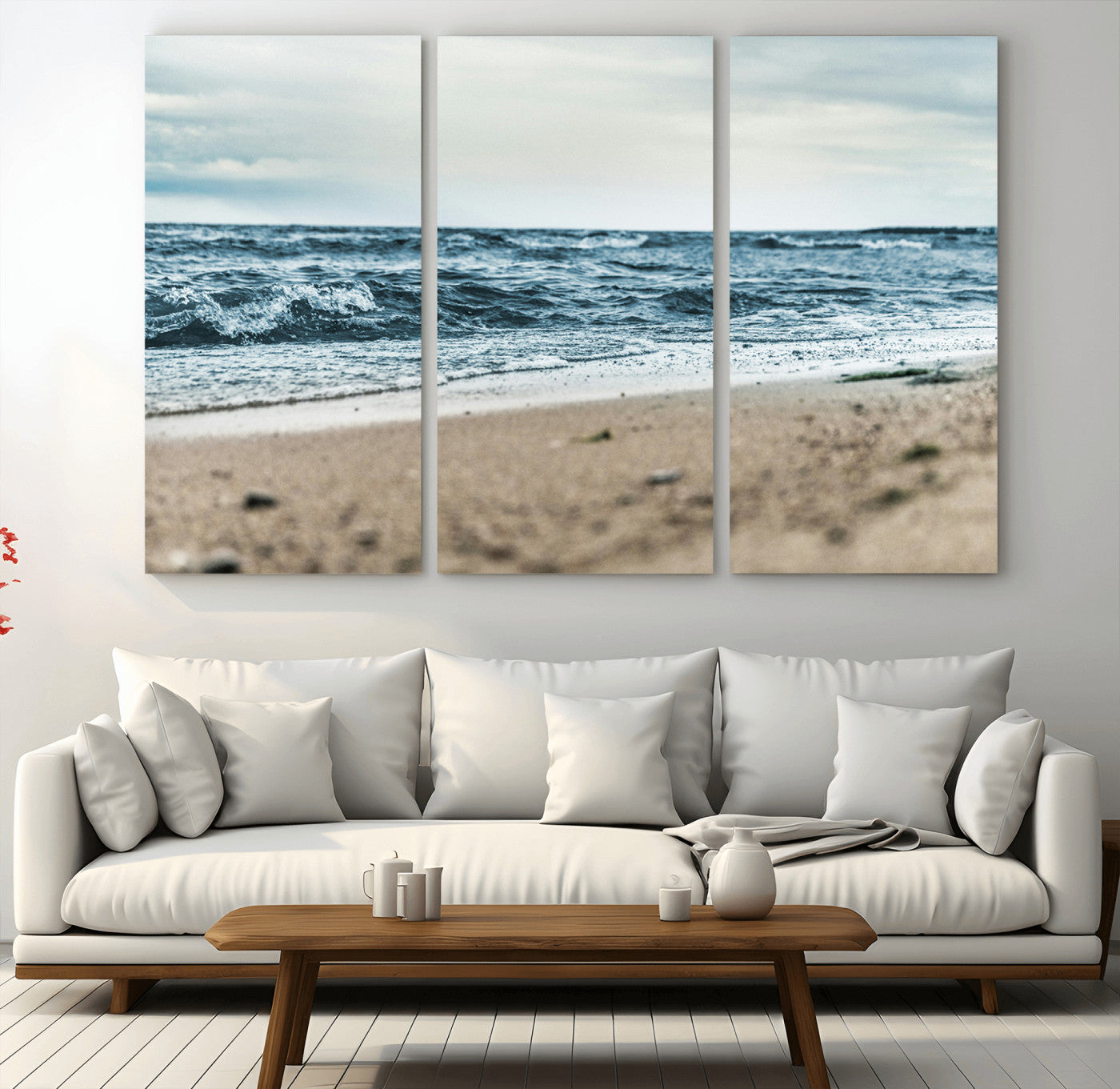 81812590-MGV-CV-36X24-Ocean Wall Art Wall Art Canvas Print, Framed Coastal Canvas Art Picture Print, Moody Seascape Perfect Coastal Minimalist Decor