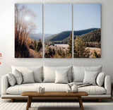 52941305-MGV-CV-36X24-Rustic Landscape Wall Art Canvas Print, Framed Serene Valley Art Picture Print, Pine Tree Horizon Perfect Rustic Cabin Decor
