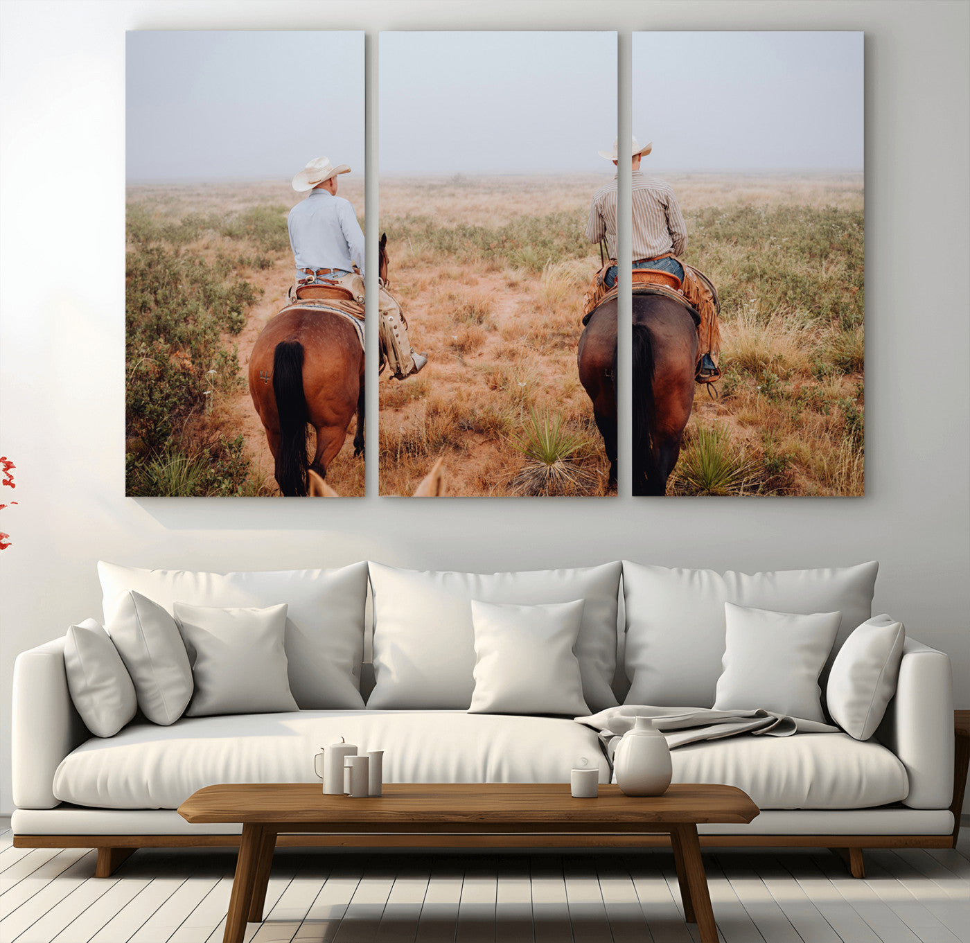 54943176-MGV-CV-36X24-Cowboy Wall Art Wall Art Canvas Print, Framed Western Canvas Art Picture Print, Rustic Ranch Scene Perfect Rustic Western Decor