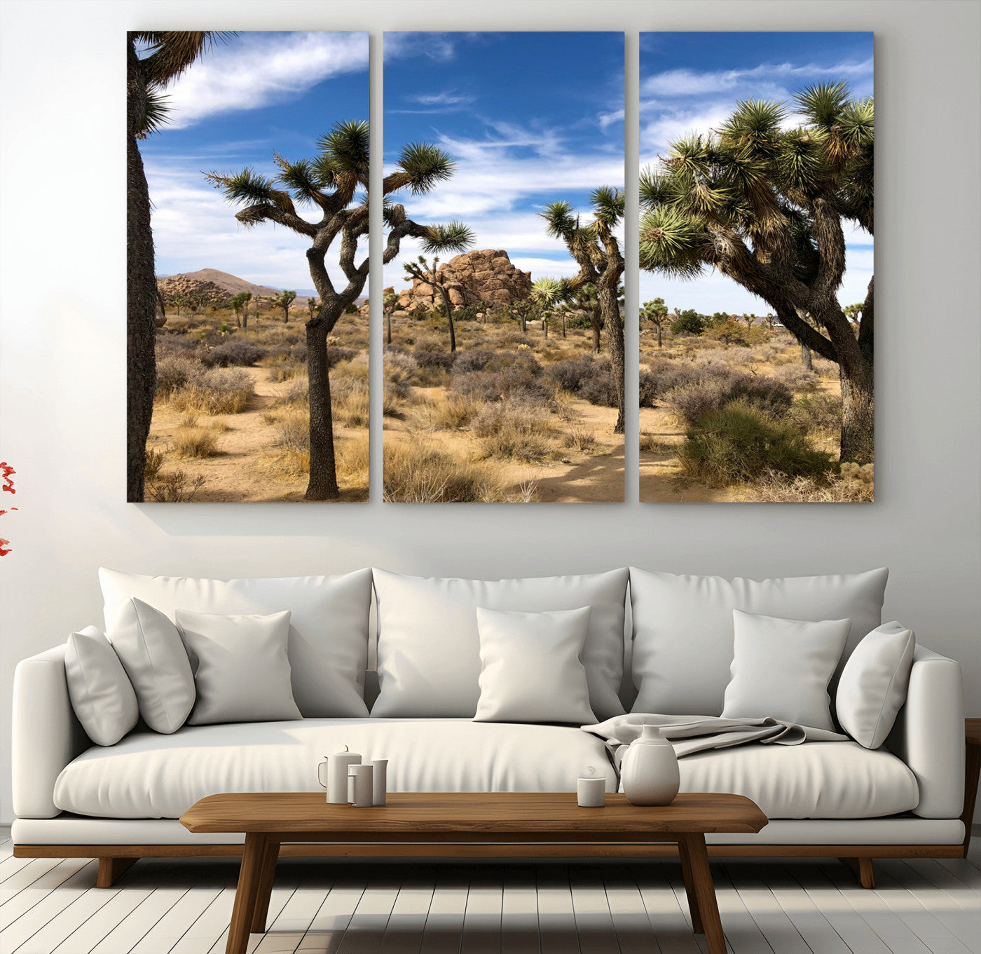 25722592-MGV-CV-36X24-Joshua Tree Desert Wall Art Canvas Print, Framed Southwestern Nature Art Picture Print, Rustic Earth Tones Perfect Southwestern
