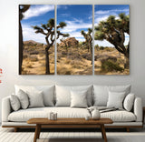 25722592-MGV-CV-36X24-Joshua Tree Desert Wall Art Canvas Print, Framed Southwestern Nature Art Picture Print, Rustic Earth Tones Perfect Southwestern