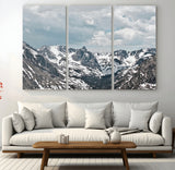 94074619-MGV-CV-36X24-Snowy Peaks Wall Art Canvas Print, Framed Alpine Wilderness Art Picture Print, Mountain Escape Perfect Winter Serenity Decor
