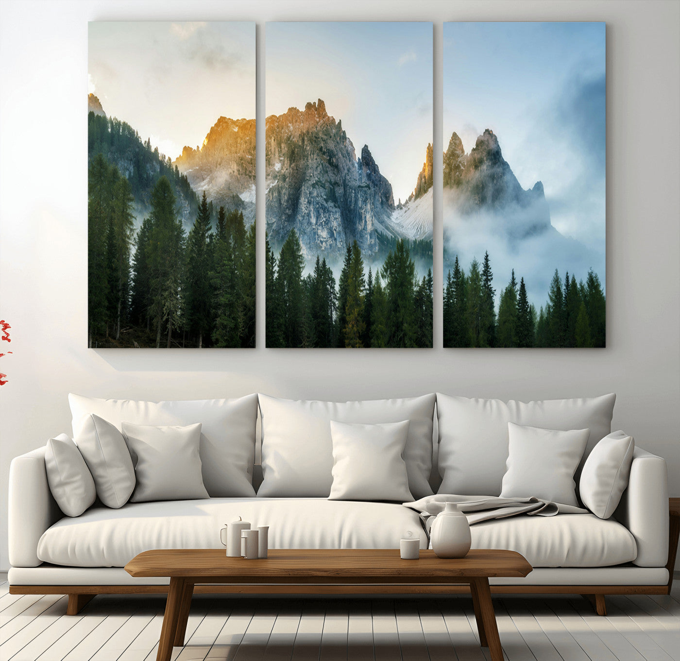 21145440-MGV-CV-36X24-Wilderness Wall Art Wall Art Canvas Print, Framed Nature Landscape Decor Art Picture Print, Misty Forest Photography Perfect