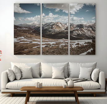 44565953-MGV-CV-36X24-Mountain Landscape Wall Art Canvas Print, Framed Snowy Peaks Art Picture Print, Rugged Highlands Perfect Rustic Adventure Decor