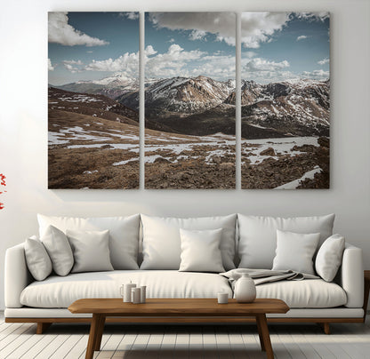 44565953-MGV-CV-36X24-Mountain Landscape Wall Art Canvas Print, Framed Snowy Peaks Art Picture Print, Rugged Highlands Perfect Rustic Adventure Decor