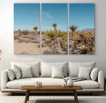 35156165-MGV-CV-36X24-Joshua Tree Wall Art Canvas Print, Framed Desert Landscape Art Picture Print, Warm Earth Tones Perfect Southwestern Minimalist