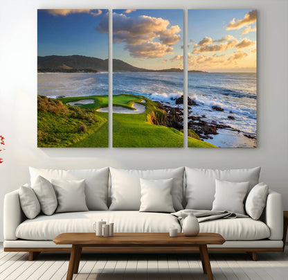 50107048-MGV-CV-36X24-Golf Course Wall Art – Coastal Ocean View Canvas Print, Scenic Fairway Landscape Decor for Office, Man Cave, Bedroom, or Living