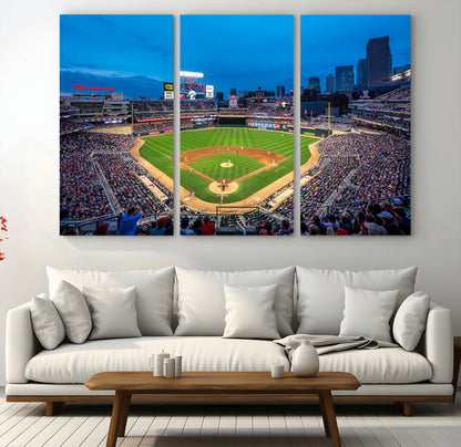 77273035-MGV-CV-36X24-Baseball Stadium Wall Art – Panoramic Evening Game Canvas Print, Sports Fan Decor for Man Cave, Office, Bar, or Living Room