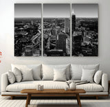 46578567-MGV-CV-36X24-Atlanta Skyline Wall Art – Black and White Cityscape Canvas Print, Modern Urban Night Decor for Office, Living Room, or Apartment