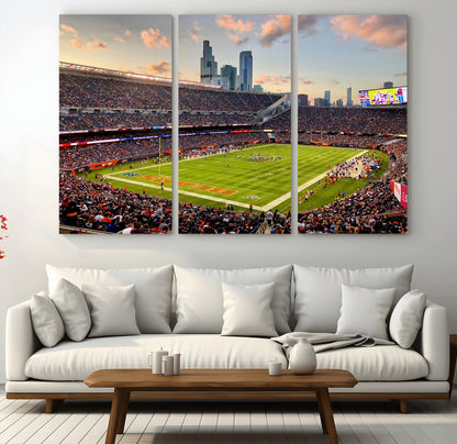 55377093-MGV-CV-36X24-Soldier Field Wall Art – Panoramic Chicago Bears Football Stadium Canvas Print, Game Day Sports Decor for Man Cave, Bar, Office,