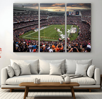 87578930-MGV-CV-36X24-Soldier Field Wall Art – Chicago Bears Football Stadium Sunset Canvas Print, Game Day Sports Decor for Man Cave, Bar, Office, or