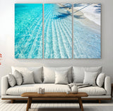 68127042-MGV-CV-36X24-Beach Wall Art – Tropical Ocean Canvas Print, Clear Water and White Sand Photography Decor for Bedroom, Living Room, Office,