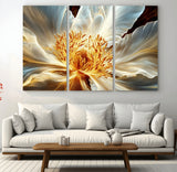 20862576-MGV-CV-36X24-Golden Abstract Flower Canvas Wall Art – Modern Botanical Bloom Print, Elegant Floral Artwork for Living Room, Bedroom, Office