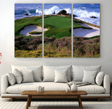 22776914-MGV-CV-36X24-Golf Course Wall Art – Oceanfront Green Canvas Print, Coastal Pebble Beach Photography Sports Decor for Living Room, Office, Man