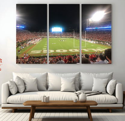 16230786-MGV-CV-36X24-Sanford Stadium Wall Art – Georgia Bulldogs Football Night Game Canvas Print, College Sports Decor for Man Cave, Bar, Office, or