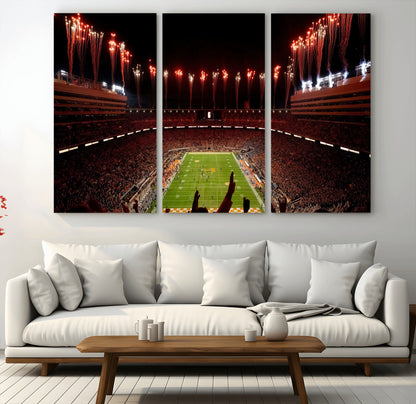 73358115-MGV-CV-36X24-Tennessee Volunteers Wall Art – Neyland Stadium Fireworks Night Game Canvas Print, Vols Football Checkerboard Endzone Sports Decor