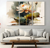 46359-MGV-CV-36X24-Lotus Blossom Wall Art Canvas Print, Framed Water Lily Art Picture Print, Zen Flower Perfect Zen Botanical Decor Artwork