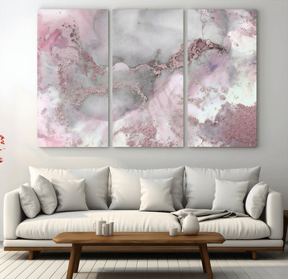 16416-MGV-CV-36X24-Blush Marble Wall Art Canvas Print, Framed Rose Gold Art Picture Print, Pink Cloudy Perfect Modern Glam Decor Artwork