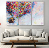 18792-MGV-CV-48X32-3P-Up Movie House Wall Art Canvas Print, Framed Carls Journey Art Picture Print, Up Inspired Perfect Animated Whimsical Decor Artwork