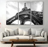 40006-MGV-CV-36X24-Eiffel Tower Wall Art – Black and White Architectural Photo Print, Paris Inspired Decor for Bedroom, Office, Studio or Modern