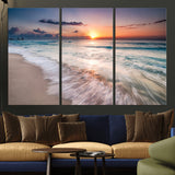 71849-MGV-CV-36X24-Sunrise Ocean Beach Wall Art – Serene Seascape Canvas Print with Gentle Waves, Coastal Nature Decor for Bedroom, Living Room or