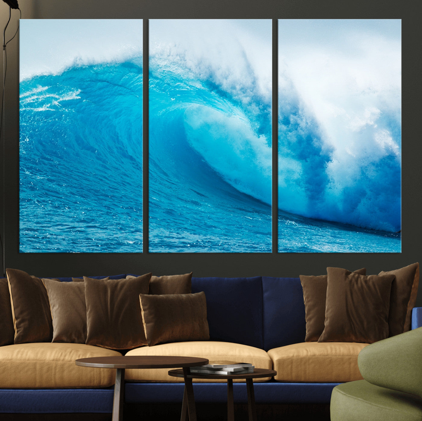 13117-MGV-CV-36X24-Ocean Wave Wall Art – Dynamic Blue Surf Canvas Print, Coastal Beach Decor for Living Room, Bathroom, Office, or Beach House