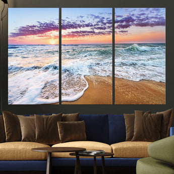 53006-MGV-CV-36X24-Ocean Beach Sunset Wall Art – Vibrant Seascape Canvas Print, Coastal Home Decor for Living Room, Bedroom, Office or Beach House