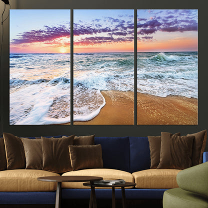 53006-MGV-CV-36X24-Ocean Beach Sunset Wall Art – Vibrant Seascape Canvas Print, Coastal Home Decor for Living Room, Bedroom, Office or Beach House