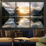 78842-MGV-CV-36X24-Sunrise Mountain Reflection Wall Art – Stunning Nature Landscape Canvas Print for Home, Office, Living Room or Relaxing Space