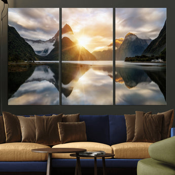 78842-MGV-CV-36X24-Sunrise Mountain Reflection Wall Art – Stunning Nature Landscape Canvas Print for Home, Office, Living Room or Relaxing Space