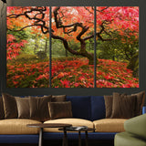 73343-MGV-CV-36X24-Autumn Maple Wall Art – Panoramic Vibrant Red Maple Tree Canvas Print, Seasonal Nature Decor for Office, Living Room or Garden