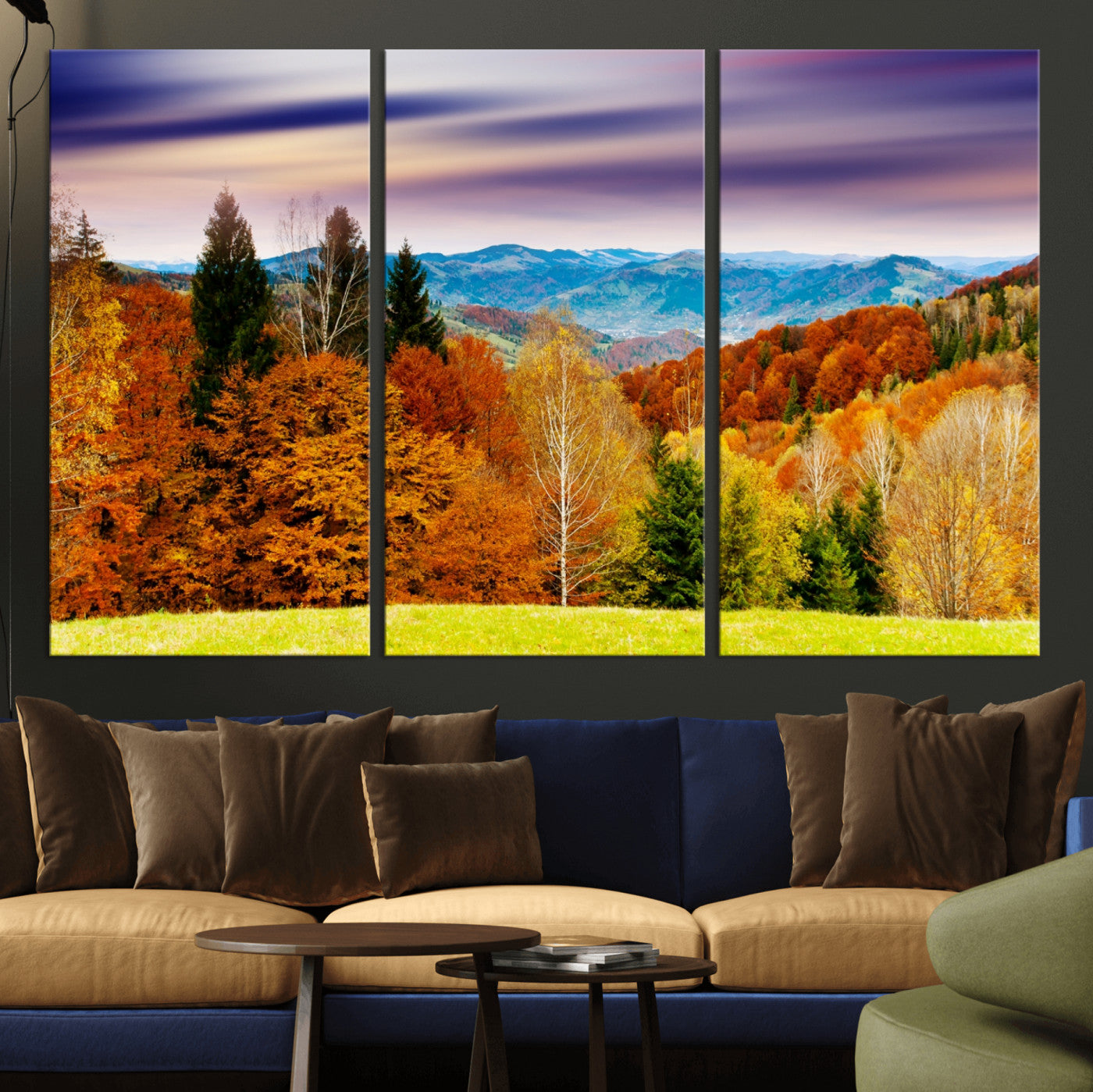 58007-MGV-CV-36X24-Autumn Mountain Landscape Wall Art – Stunning Fall Forest Canvas Print, Cozy Nature Decor for Home or Office