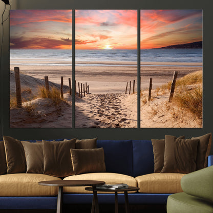 78111-MGV-CV-36X24-Sunset Pathway Wall Art – Panoramic Coastal Canvas Print, Tranquil Beach Decor for Living Room, Office or Bedroom