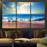 50522-MGV-CV-36X24-Ocean Sunrise Wall Art – Peaceful Beach Waves and Golden Horizon Canvas Print, Coastal Seascape Decor for Home or Office