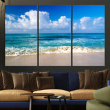 60364-MGV-CV-36X24-Tropical Ocean Wave Wall Art – Serene Blue Sea and White Sand Beach Canvas Print, Coastal Landscape Decor for Living Room, Bedroom