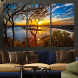 66839-MGV-CV-36X24-Lake Sunset Wall Art – Golden Hour Canvas Print with Trees and Water Reflection, Scenic Landscape Photography for Living Room,